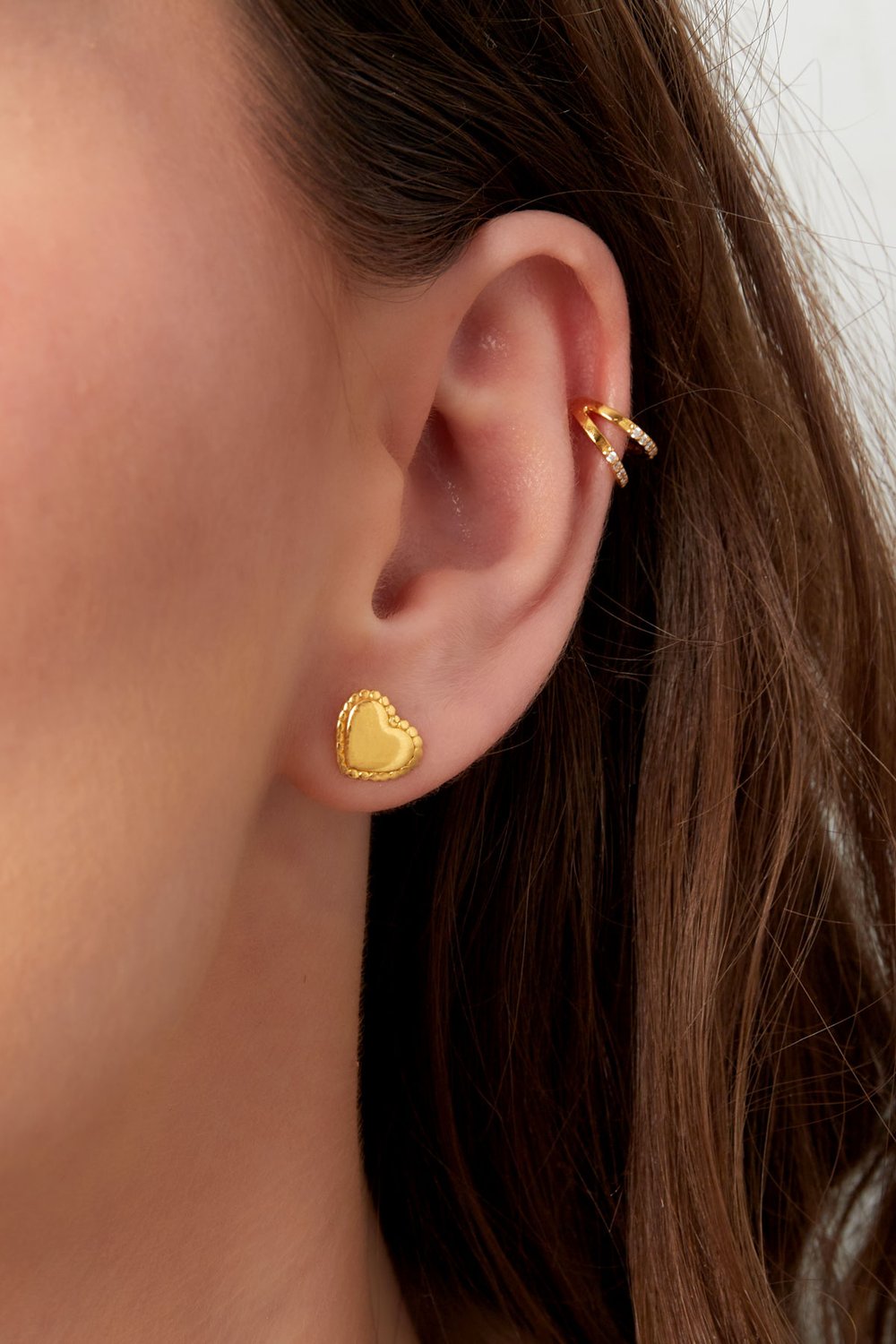 earring stud double heart - 925  Picture3