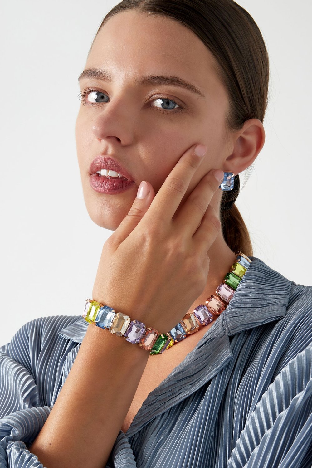 Slave bracelet large stones - Gold color/white h5Picture4