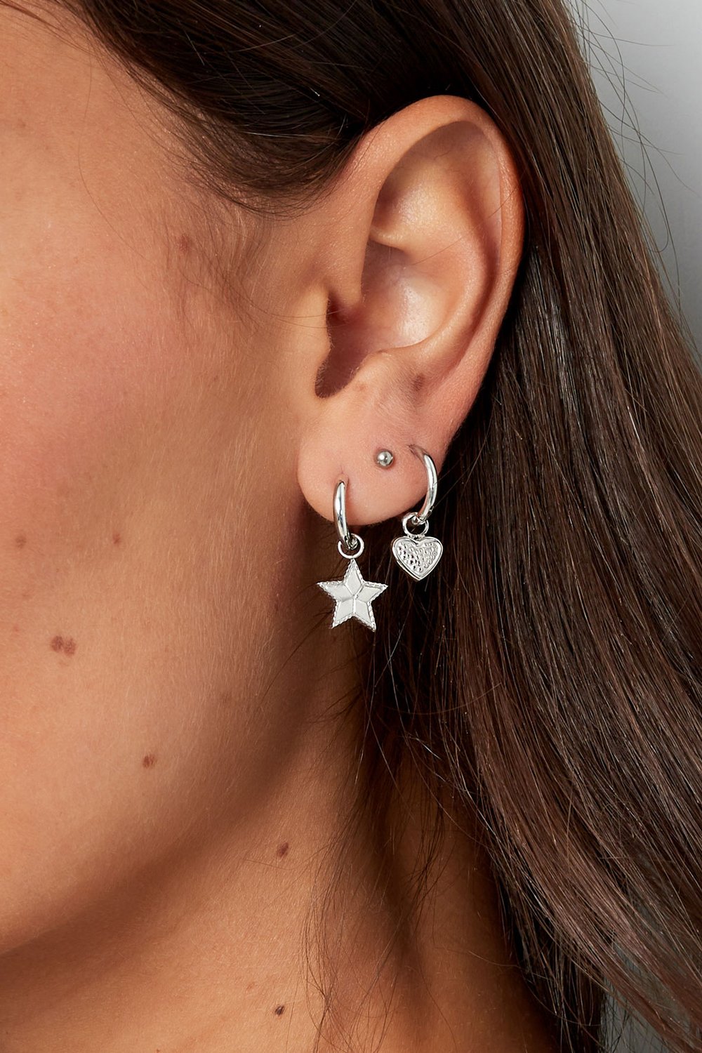Earrings star with print - Silver Color color h5Picture3