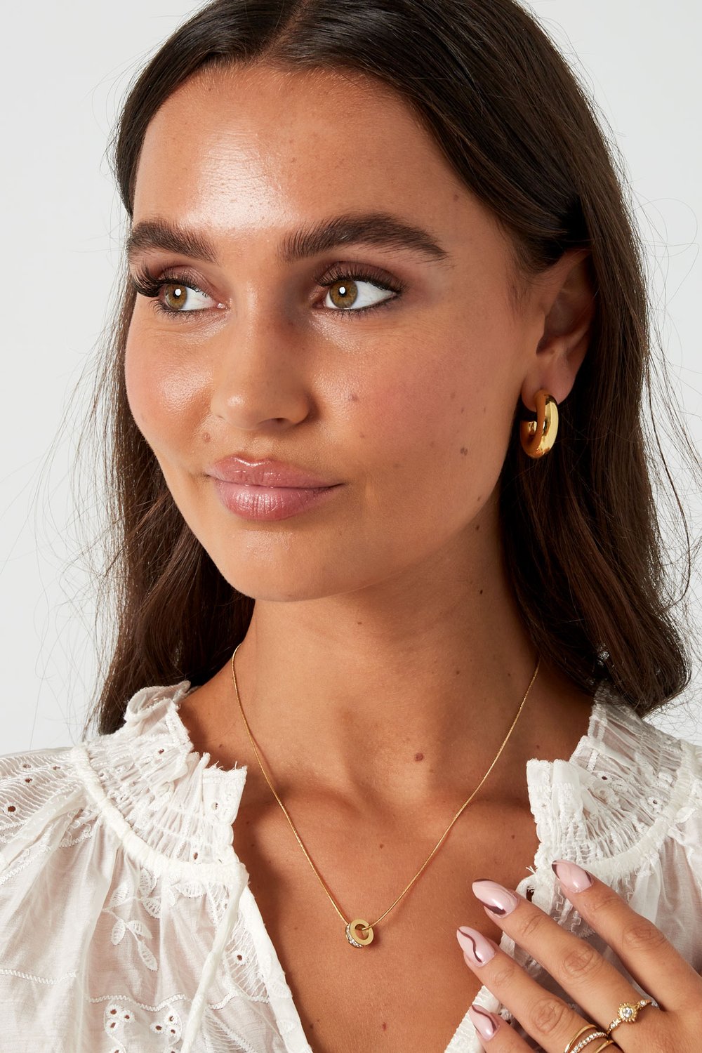 Earrings aesthetic basic half moon - Silver Color color Picture4