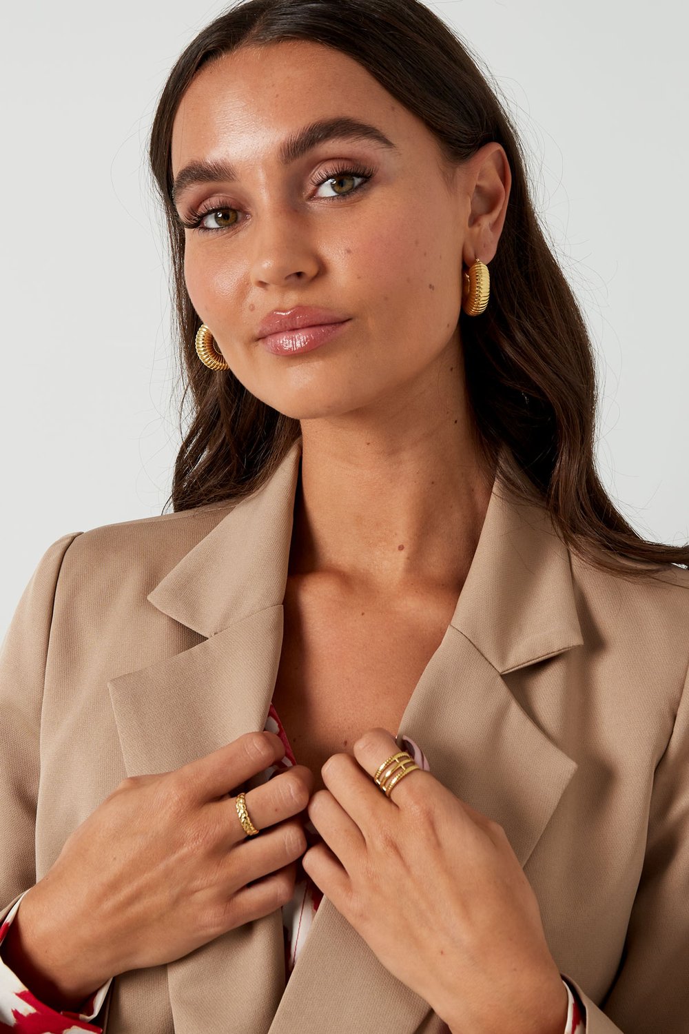 Earrings aesthetic round - Silver Color color h5Picture4