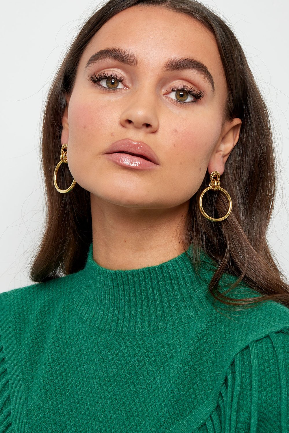 Earrings connected circles plain - Silver Color color h5Picture2