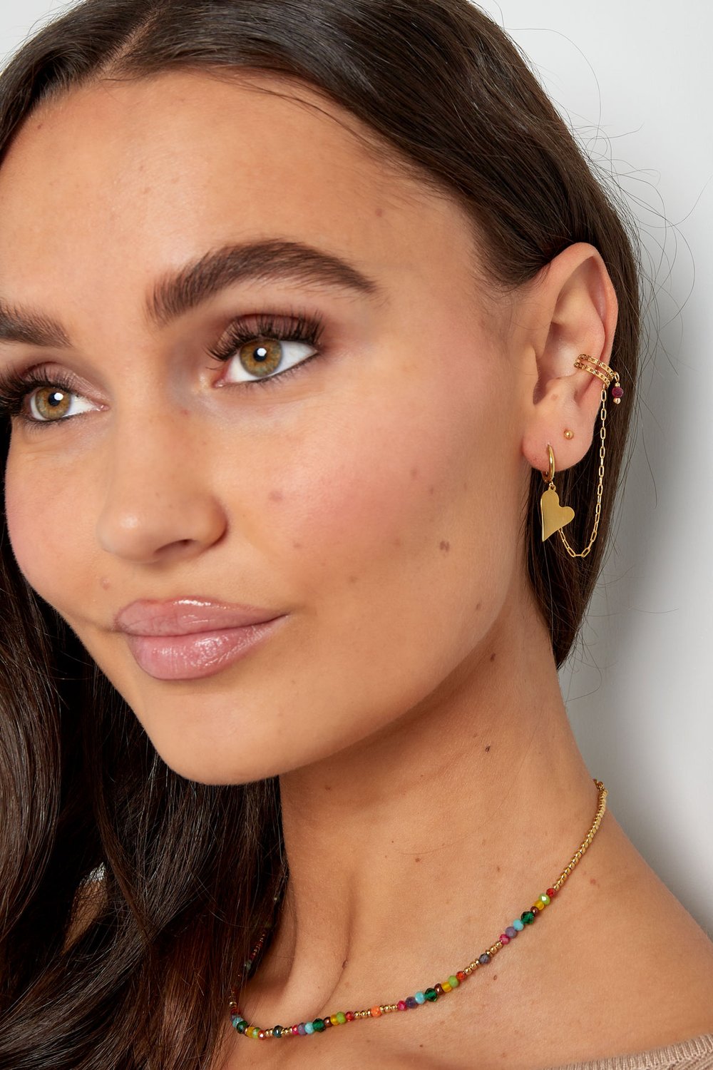 Ohrring & Ohrschmuck Herz – Goldfarbe/grün h5Bild2