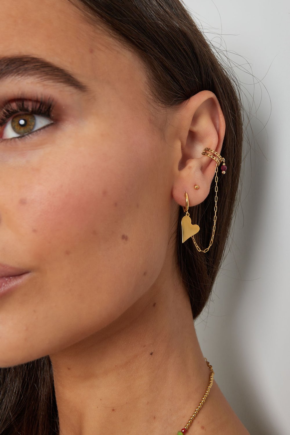 Ohrring & Ohrschmuck Herz – Goldfarbe/grün h5Bild4