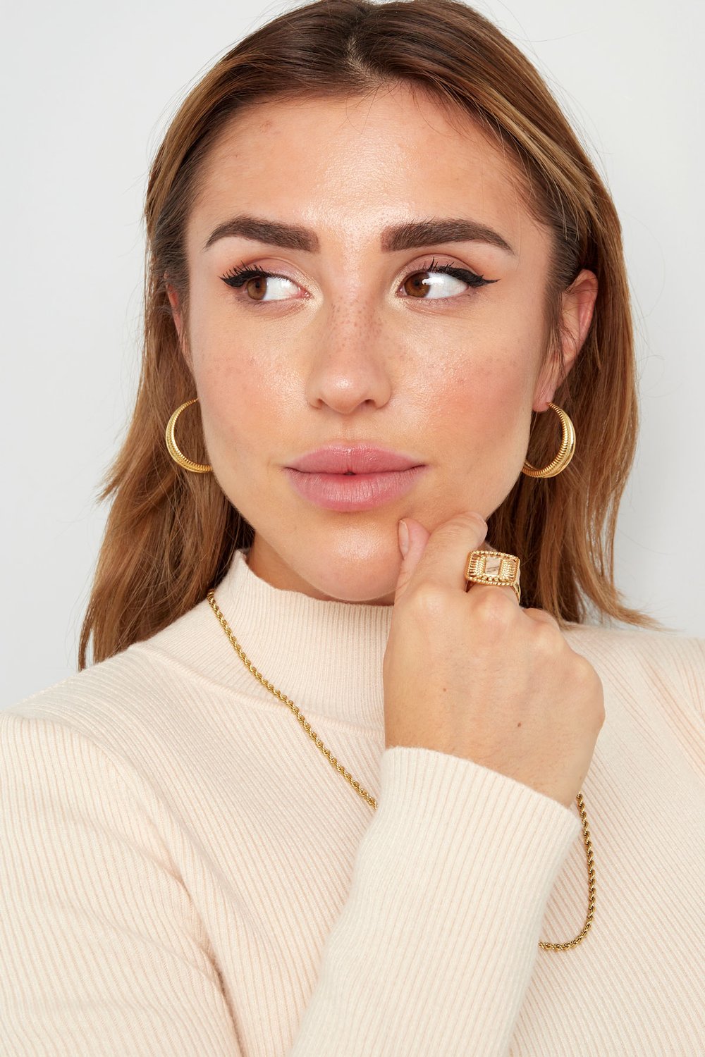 Ohrringe halb schlicht/halb bedruckt klein – Silber h5Bild2