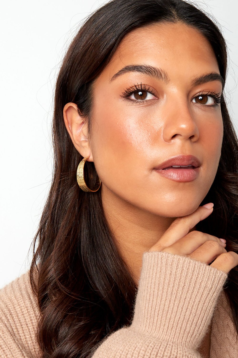 Earrings half round with print small - Silver Color color h5Picture3