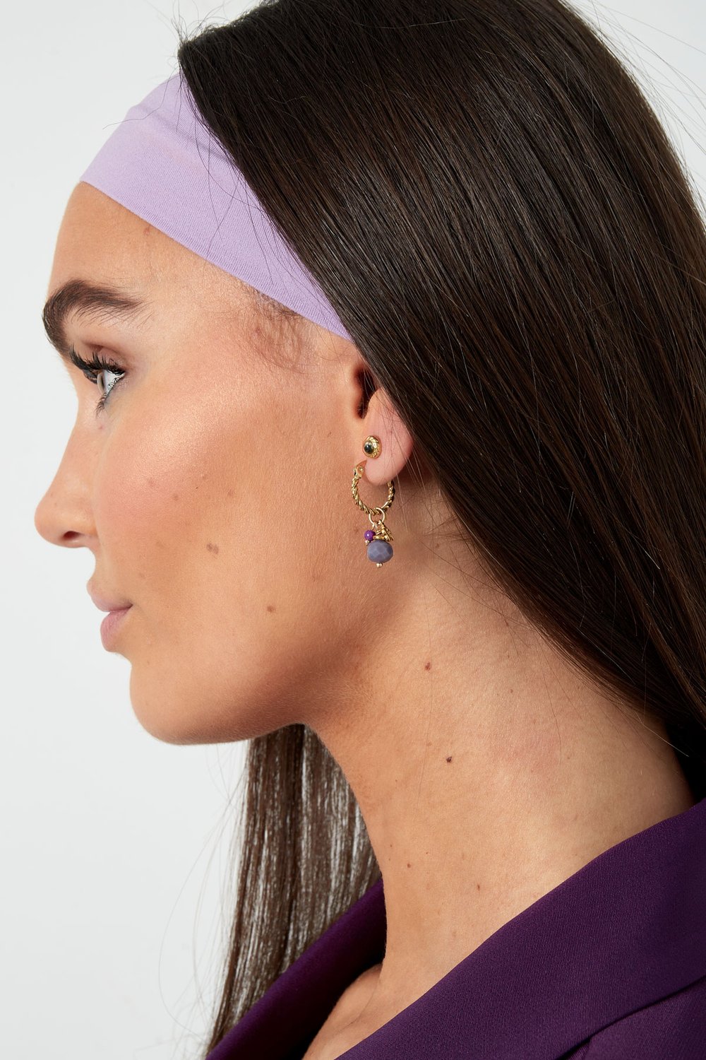 Orecchini pietra viola intrecciata - argento/viola h5Immagine4
