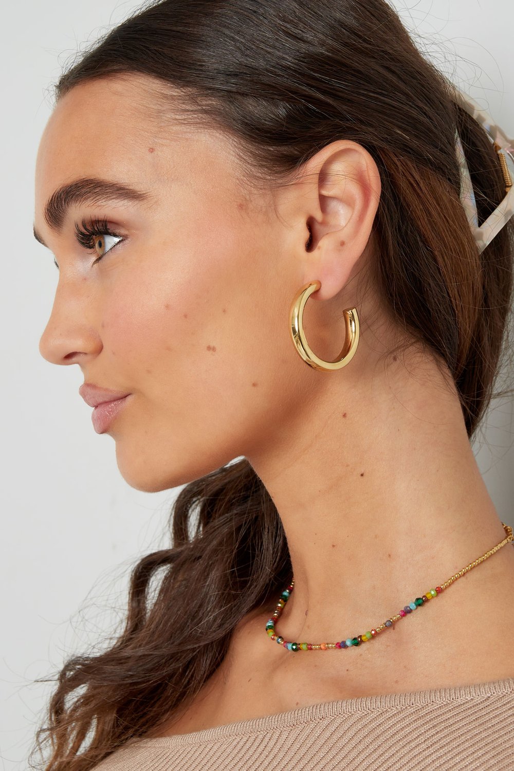 Earrings basic thick - Silver Color color h5Picture4