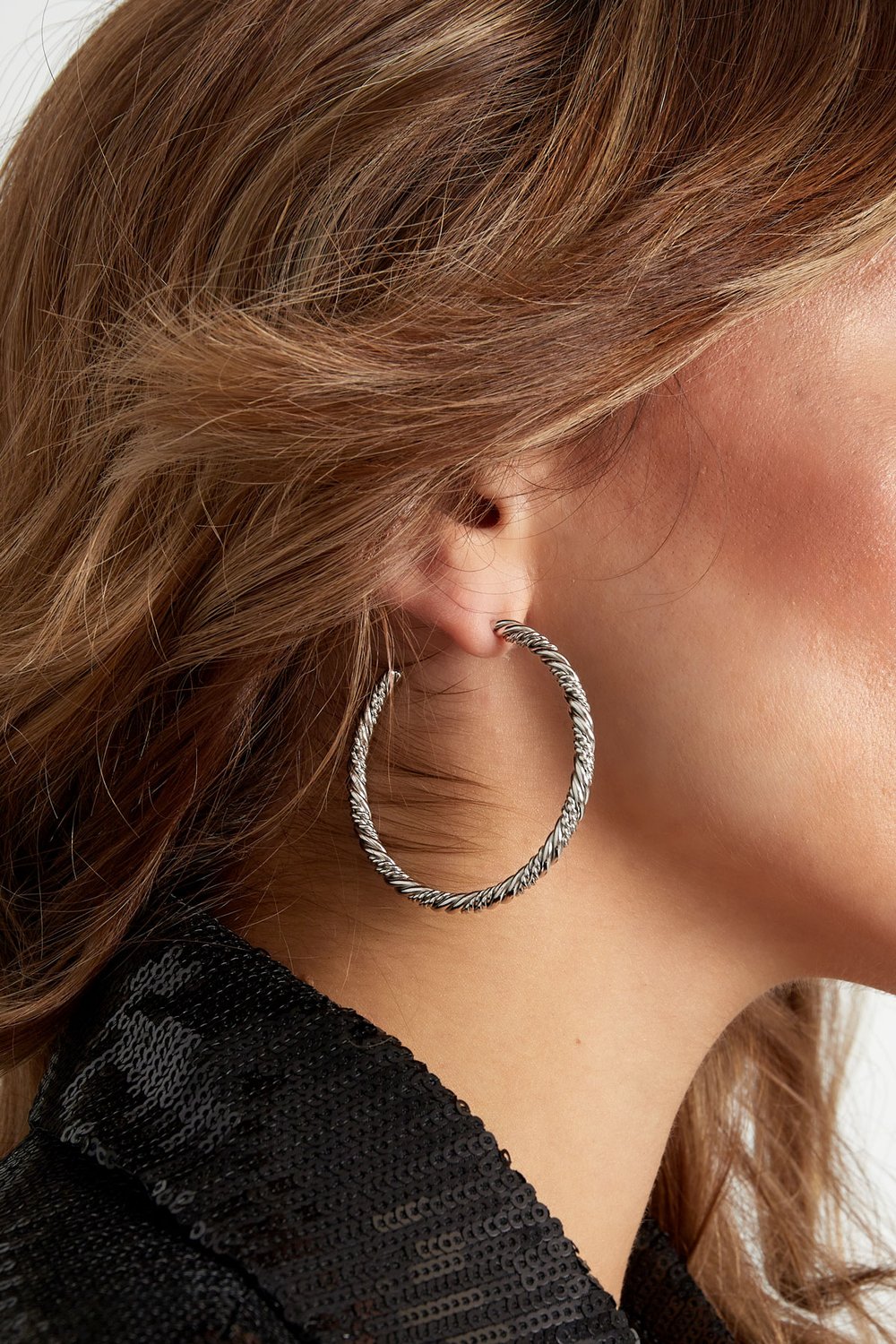 Twisted earrings large - Silver Color color Picture3