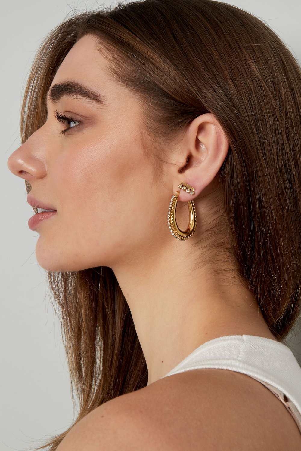 drop shaped earring with stones with balls Picture4