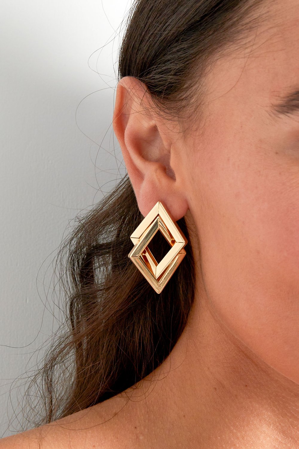 Double diamond earrings - Silver Color color h5Picture3