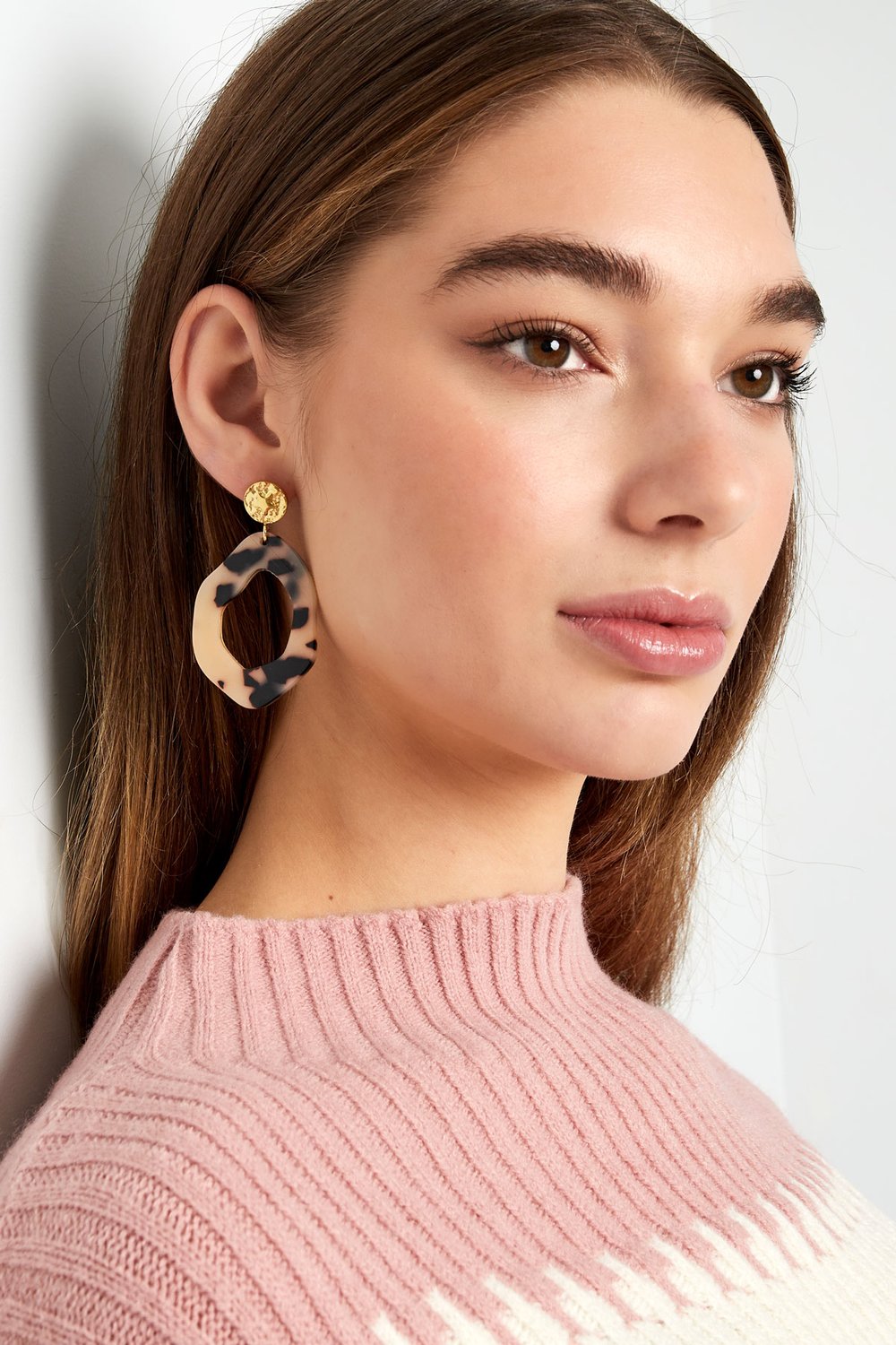 Aesthetic earrings with print - camel/Gold color Picture7
