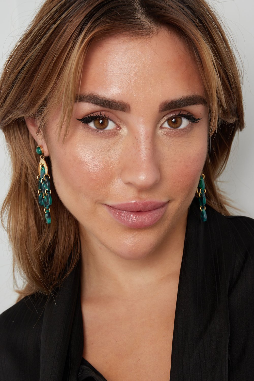 Earrings colored coins - Gold color/blue h5Picture4