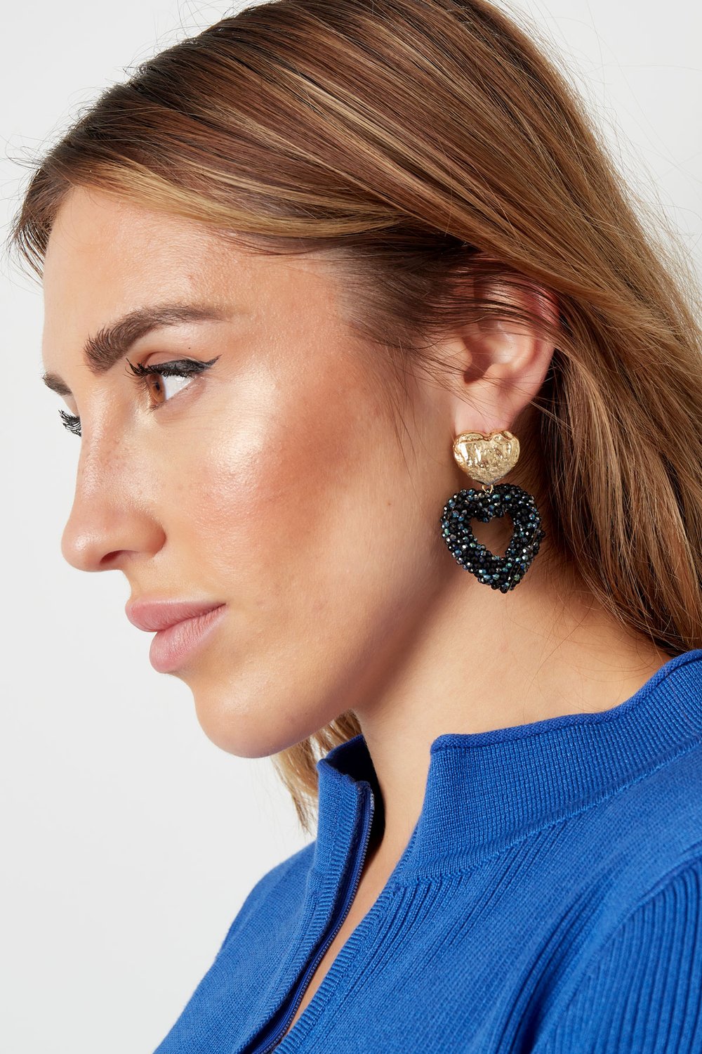 Heart bead earrings - Gold color/orange/red h5Picture2