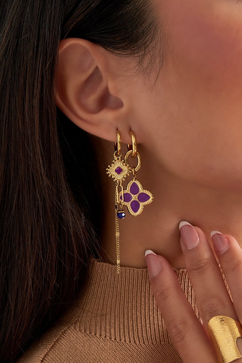 Gli orecchini hanno bisogno di fiori: Colore oro rosa h5Immagine3