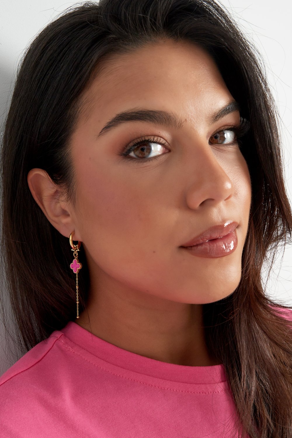 Pendientes trébol noche - Color dorado rosa Imagen6
