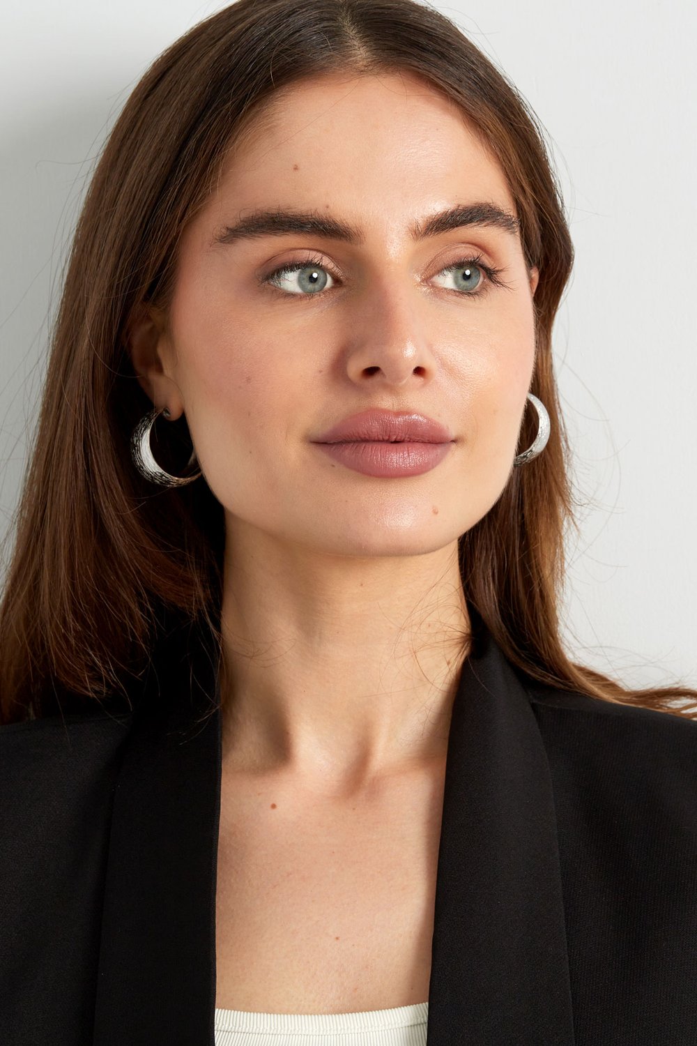 Earrings moon brushed - Silver Color color h5Picture5