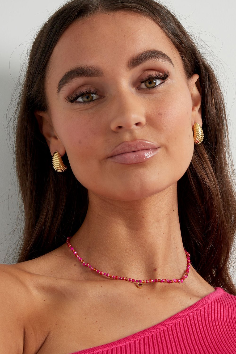 Halber Croissant-Ohrring – Goldfarbe - Goldfarbefarbe h5Bild4