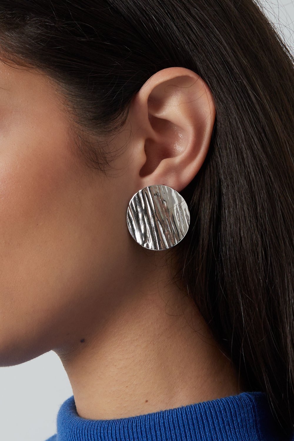 Round earrings with print - Silver Color color h5Picture3