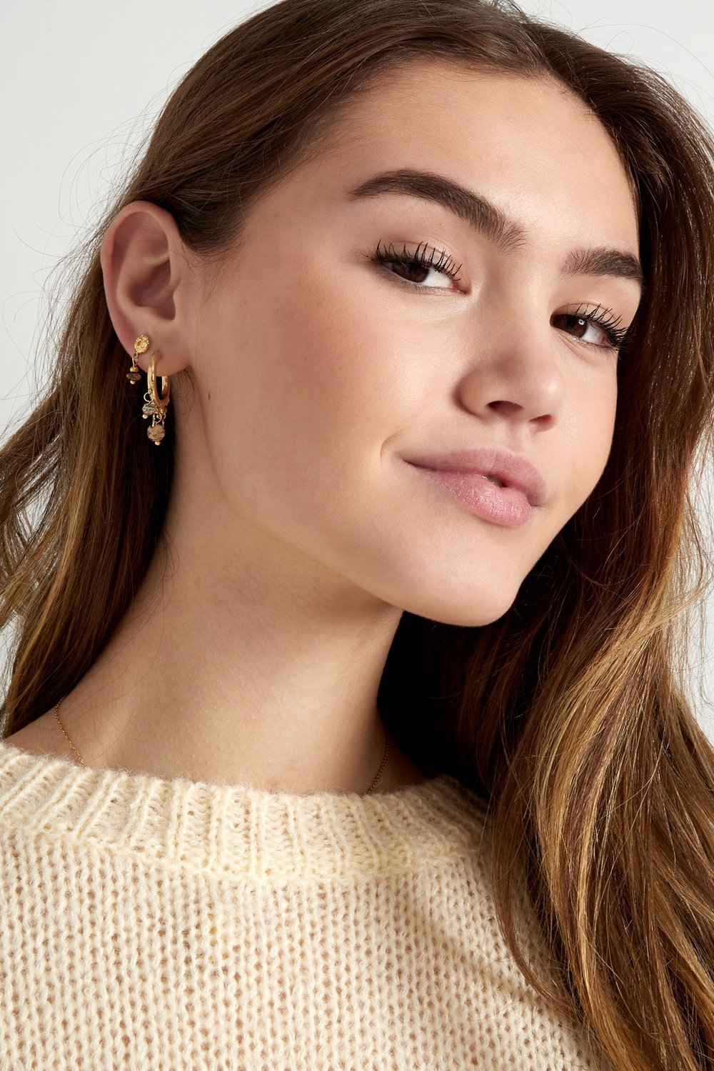 Orecchini classici in pietra naturale - Colore oro nero h5Immagine4