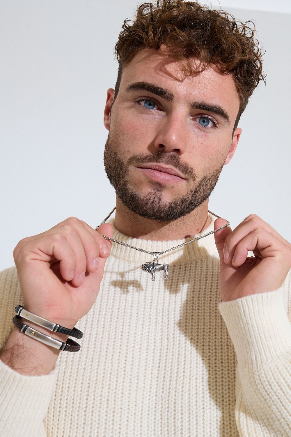 Pulsera de hombre trenzada - plata/negro Imagen4