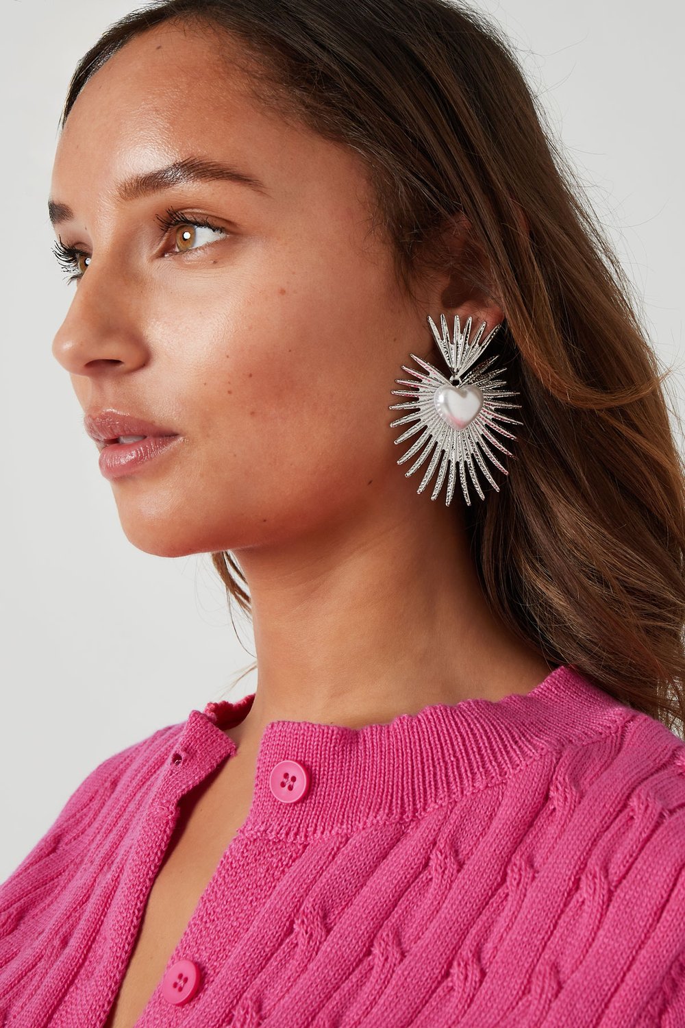 Classic earring with pearl heart h5Picture4