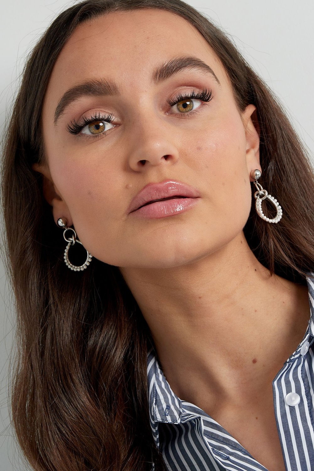 Earrings triple round with pearls - Silver Color color Picture4