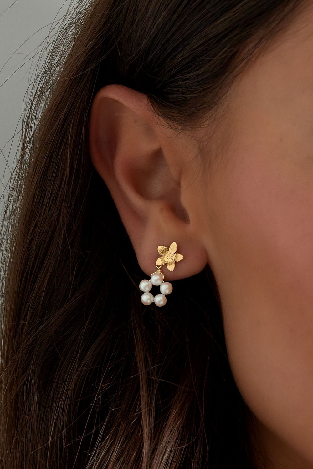 Earrings pearl flower - Silver Color color h5Picture3
