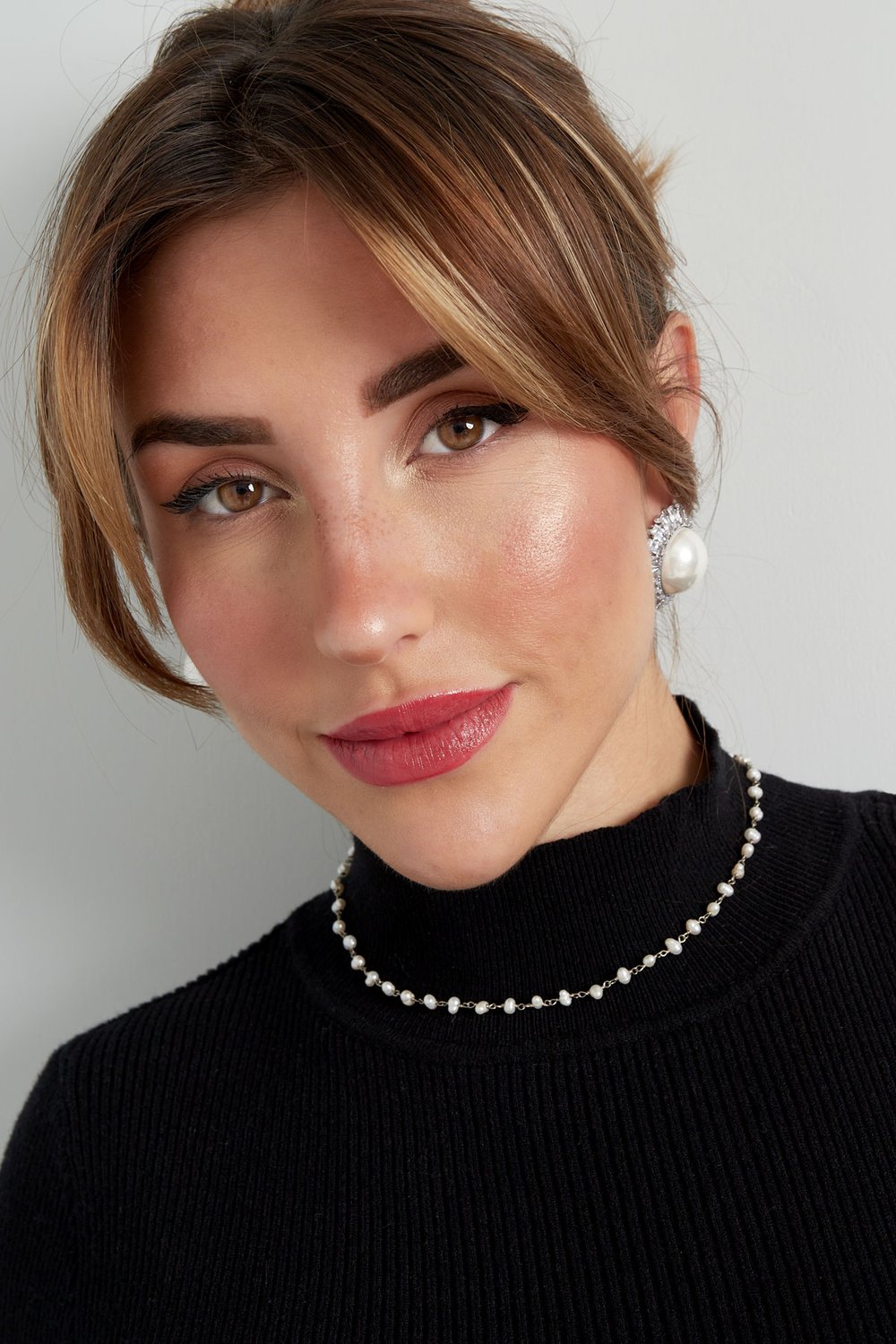 Earrings sparkly flower Gold Color - zircon copper h5Picture2