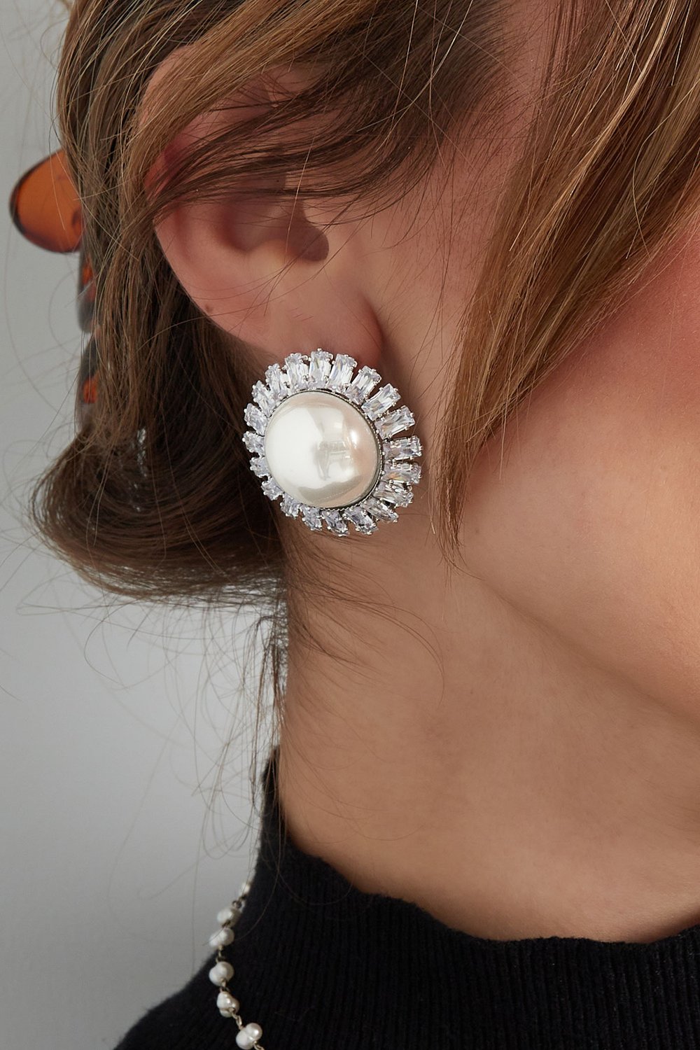 Earrings sparkly flower Gold Color - zircon copper h5Picture3