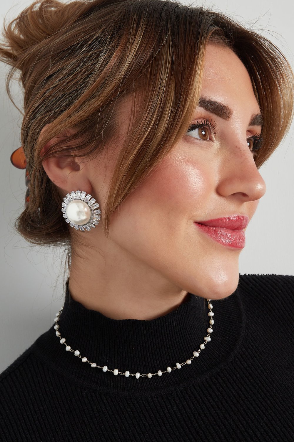 Earrings sparkly flower Gold Color - zircon copper h5Picture4