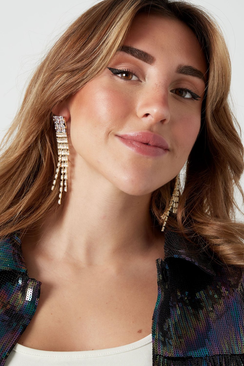 Earrings sparkly glam Gold Color - zircon copper h5Picture2