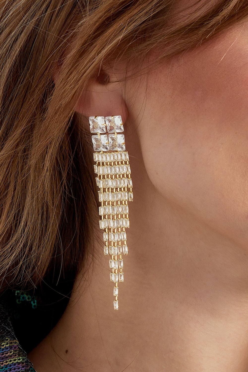 Earrings sparkly glam Gold Color - zircon copper h5Picture3