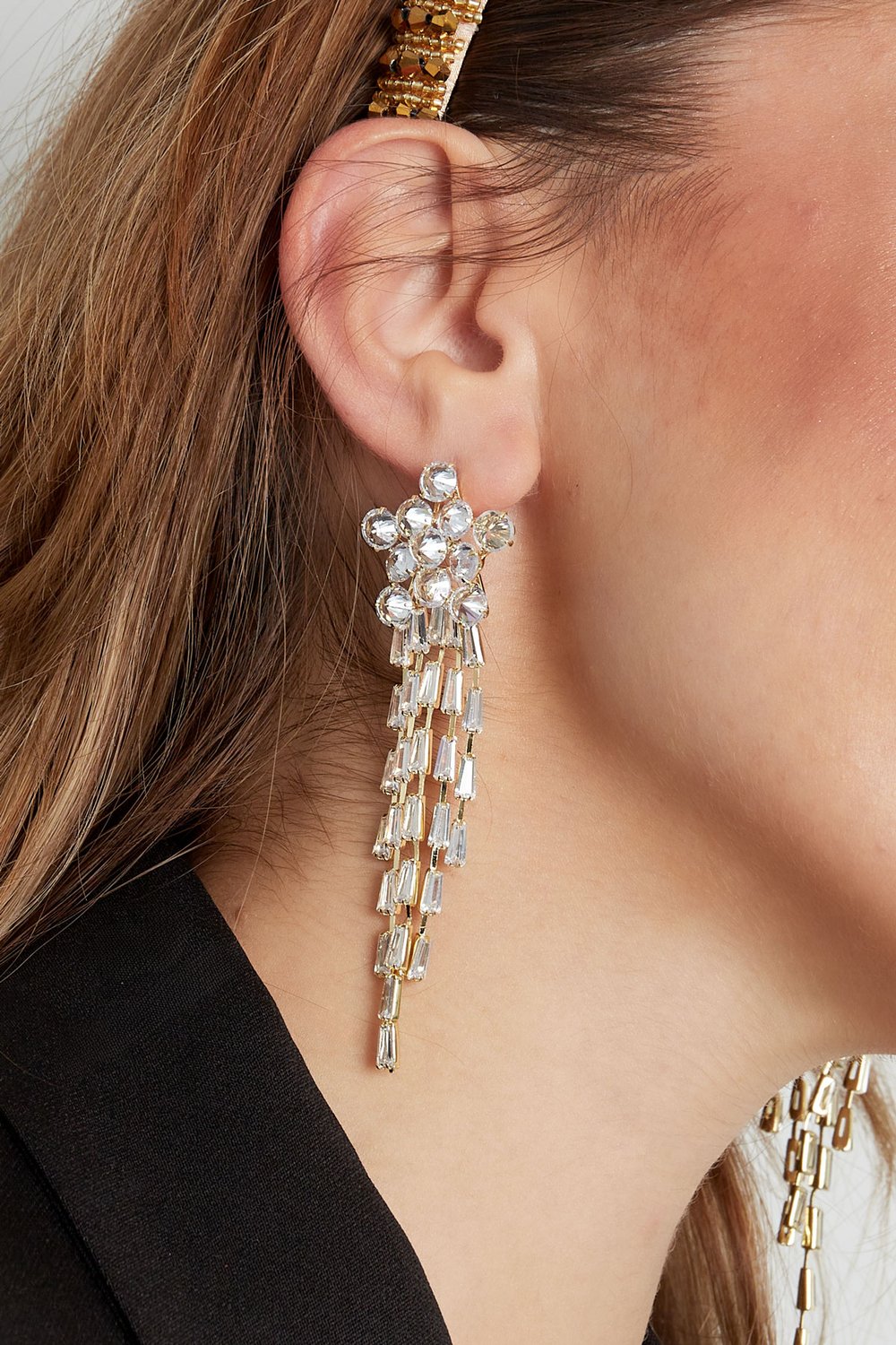 Earrings sparkly star Gold Color - zircon copper h5Picture3