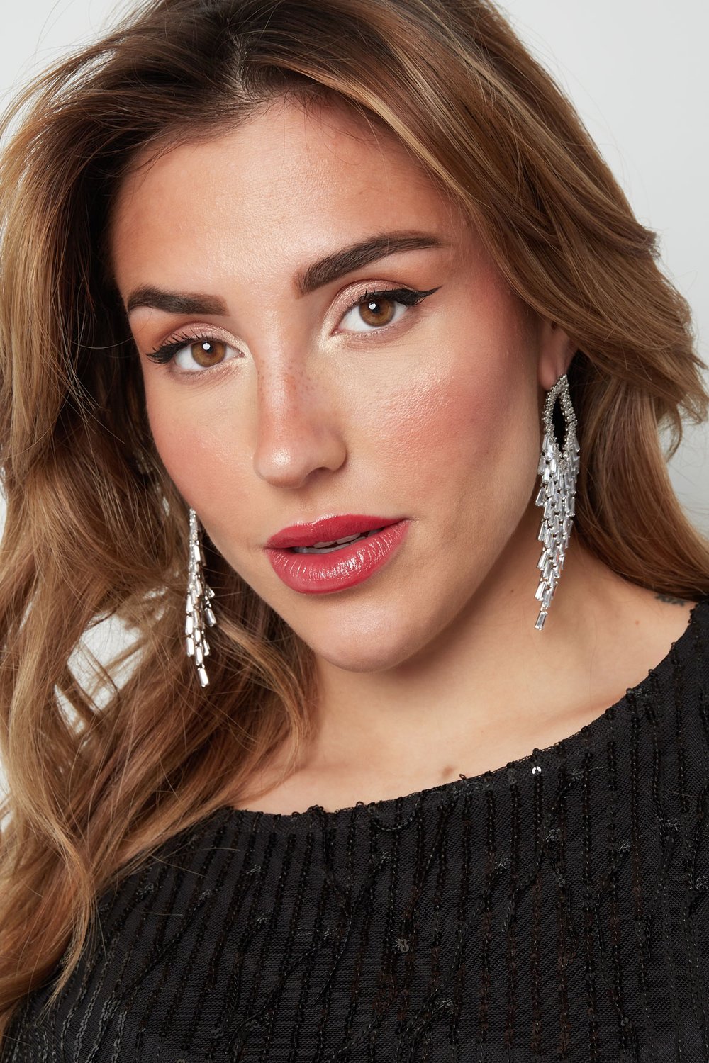 Earring sparkly diamond silver color - zircon copper h5Picture4