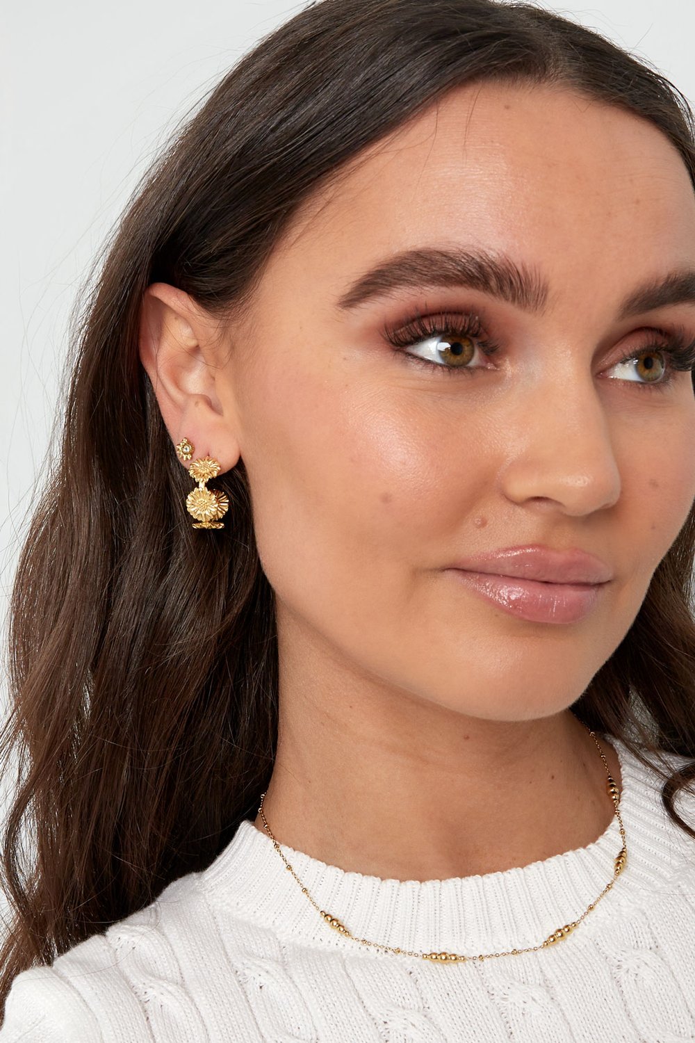 Half flower earrings with diamond h5Picture4