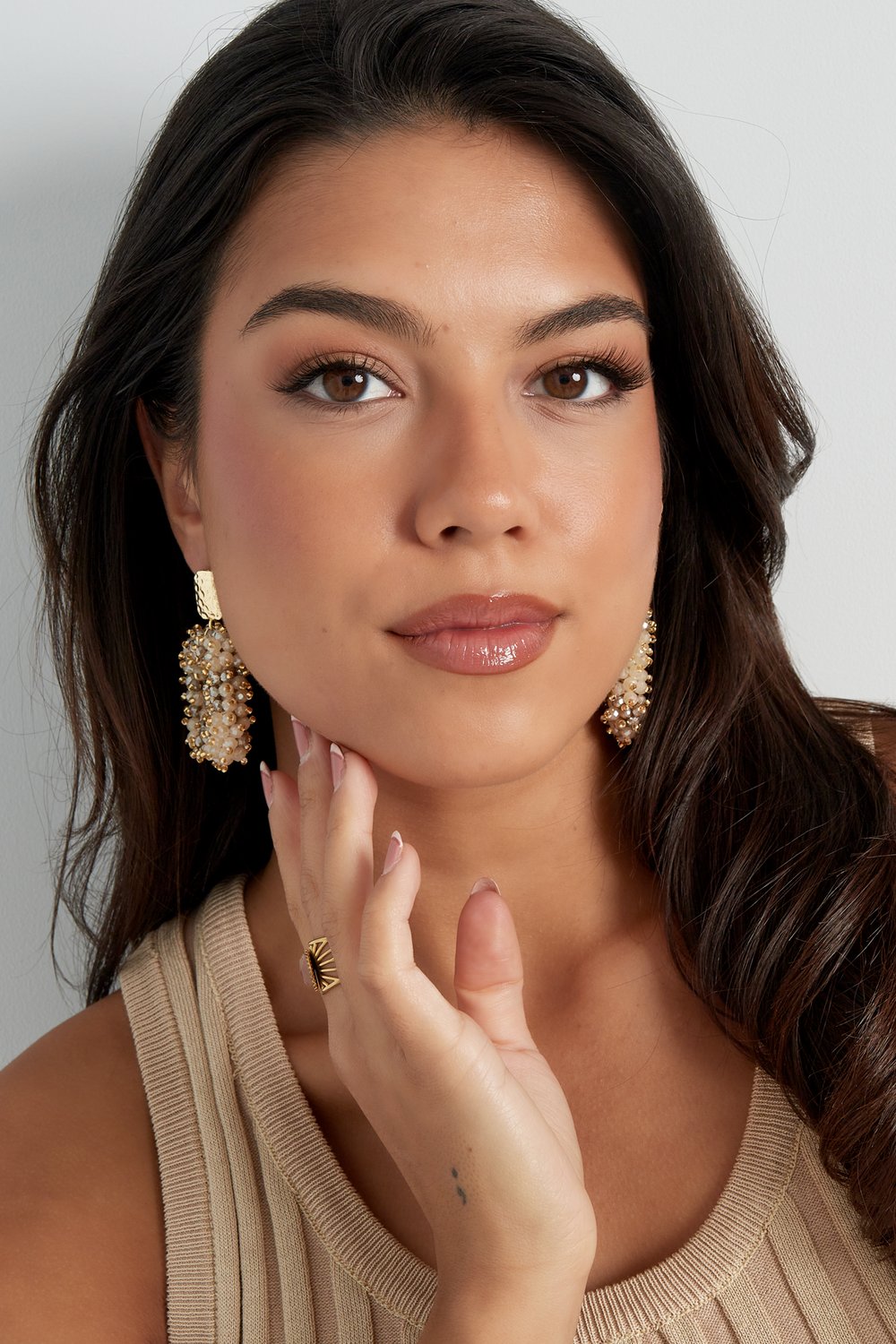 Glitter nights statement earrings - white Gold Color  h5Picture6