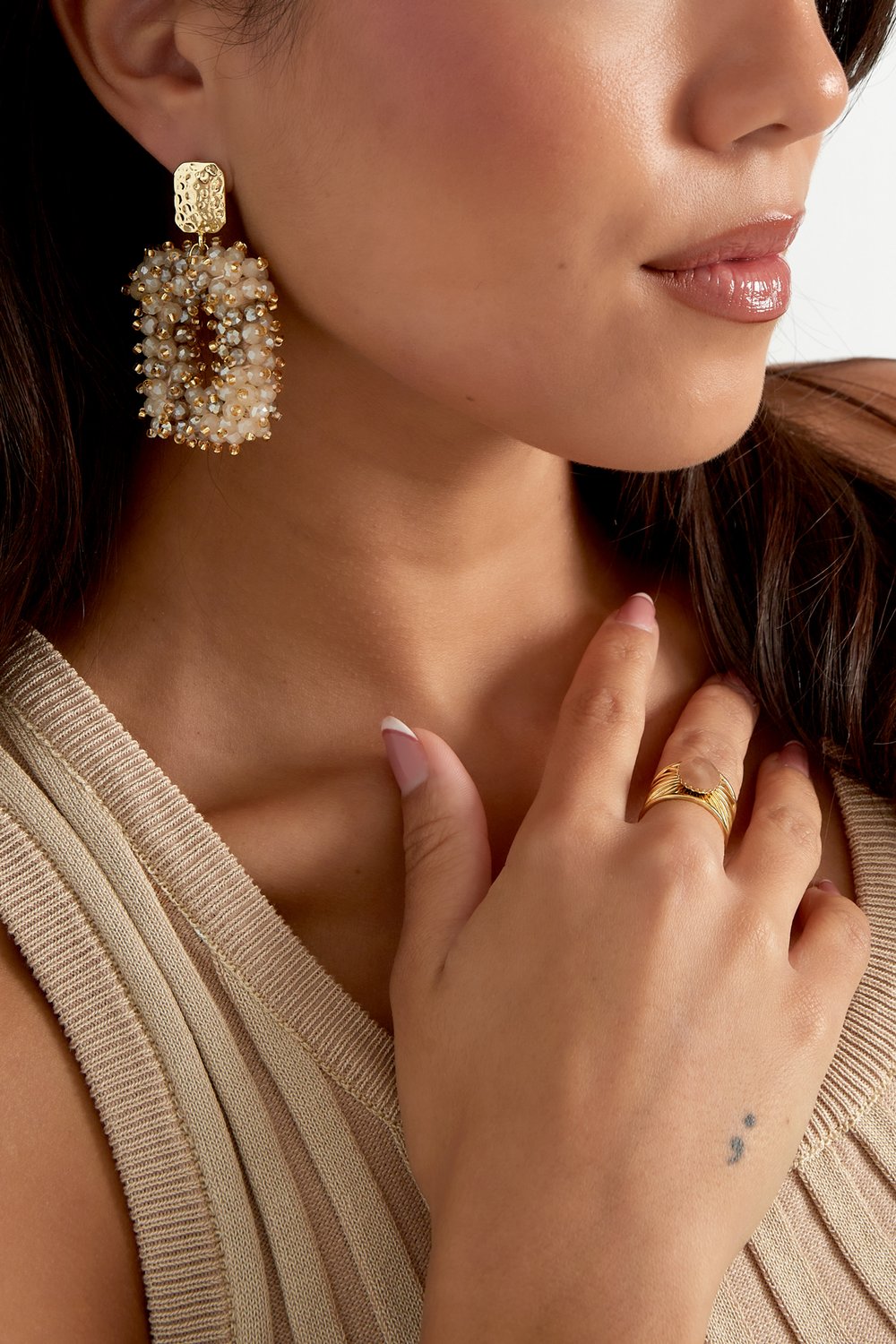 Glitter nights statement earrings - white Gold Color  h5Picture2
