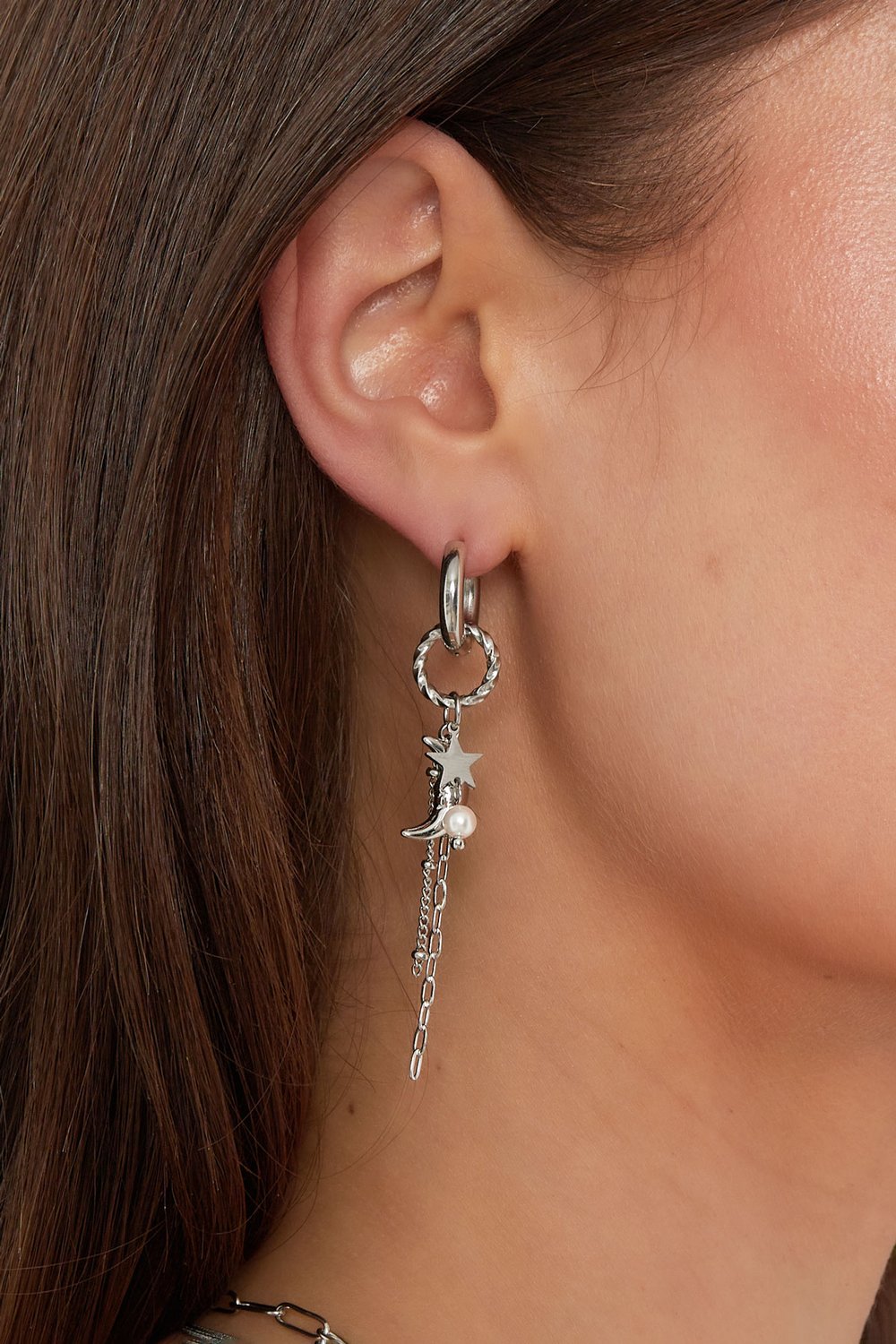 earrings with star, moon and pearl h5Picture3