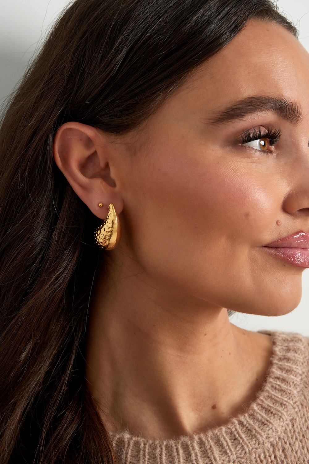 Medium structured drop earrings - Silver Color color Picture4