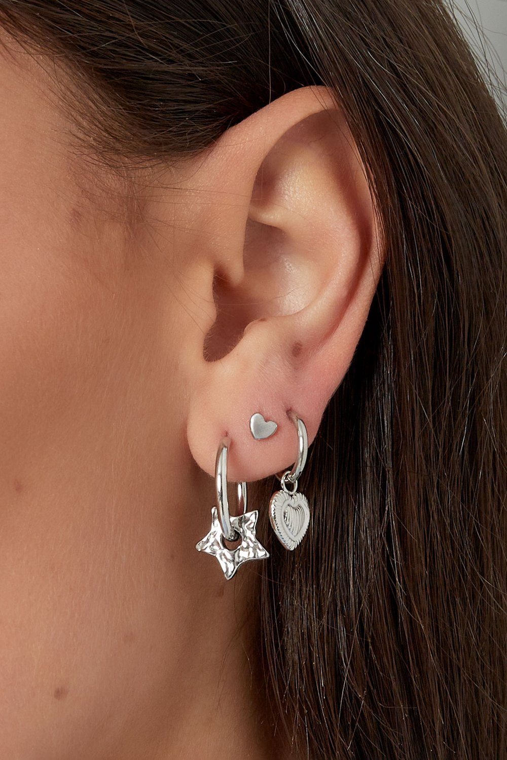 Basic earrings with star charms - Silver Color color h5Picture3