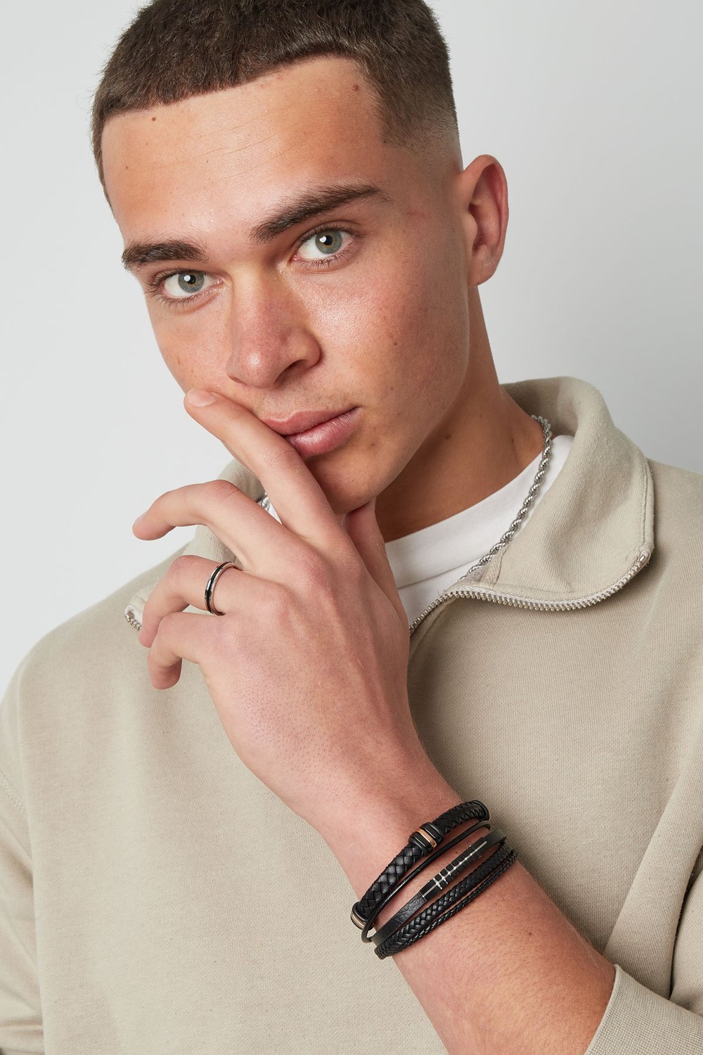 Men's bracelet triple braided Picture3