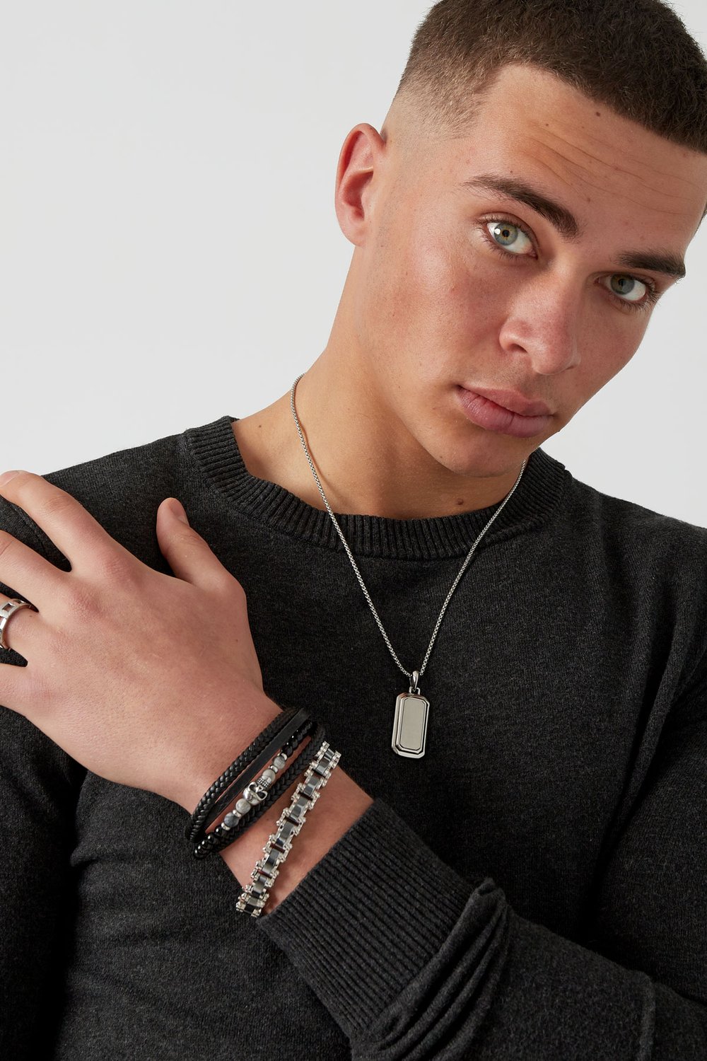 Simple linked men's bracelet - Silver Color color h5Picture4