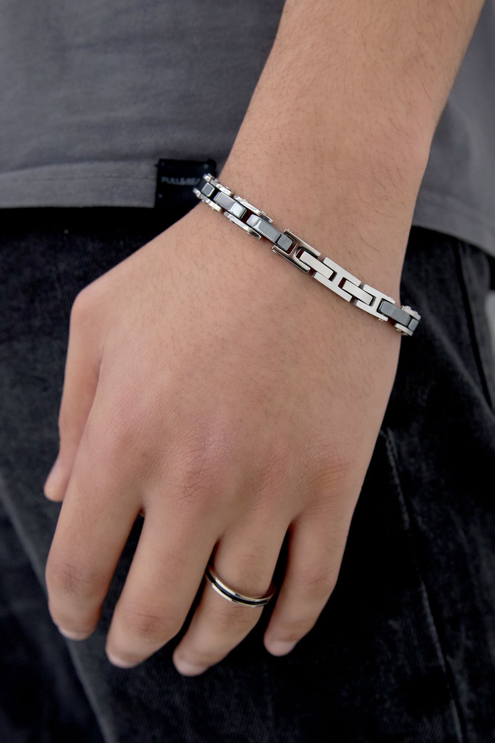 Double chained men's bracelet - Silver Color color h5Picture4