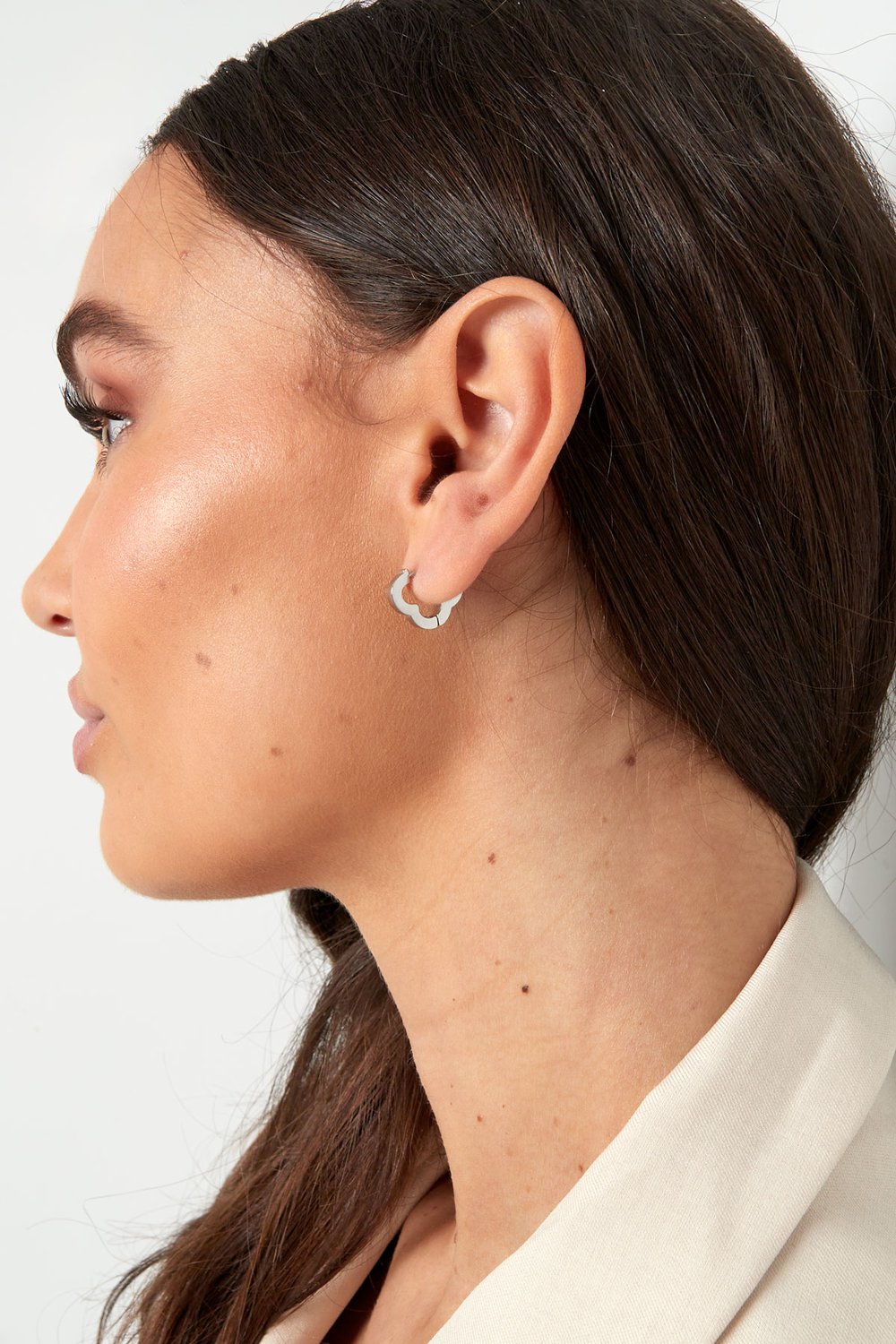 Basic clover earrings medium - Silver Color color h5Picture4