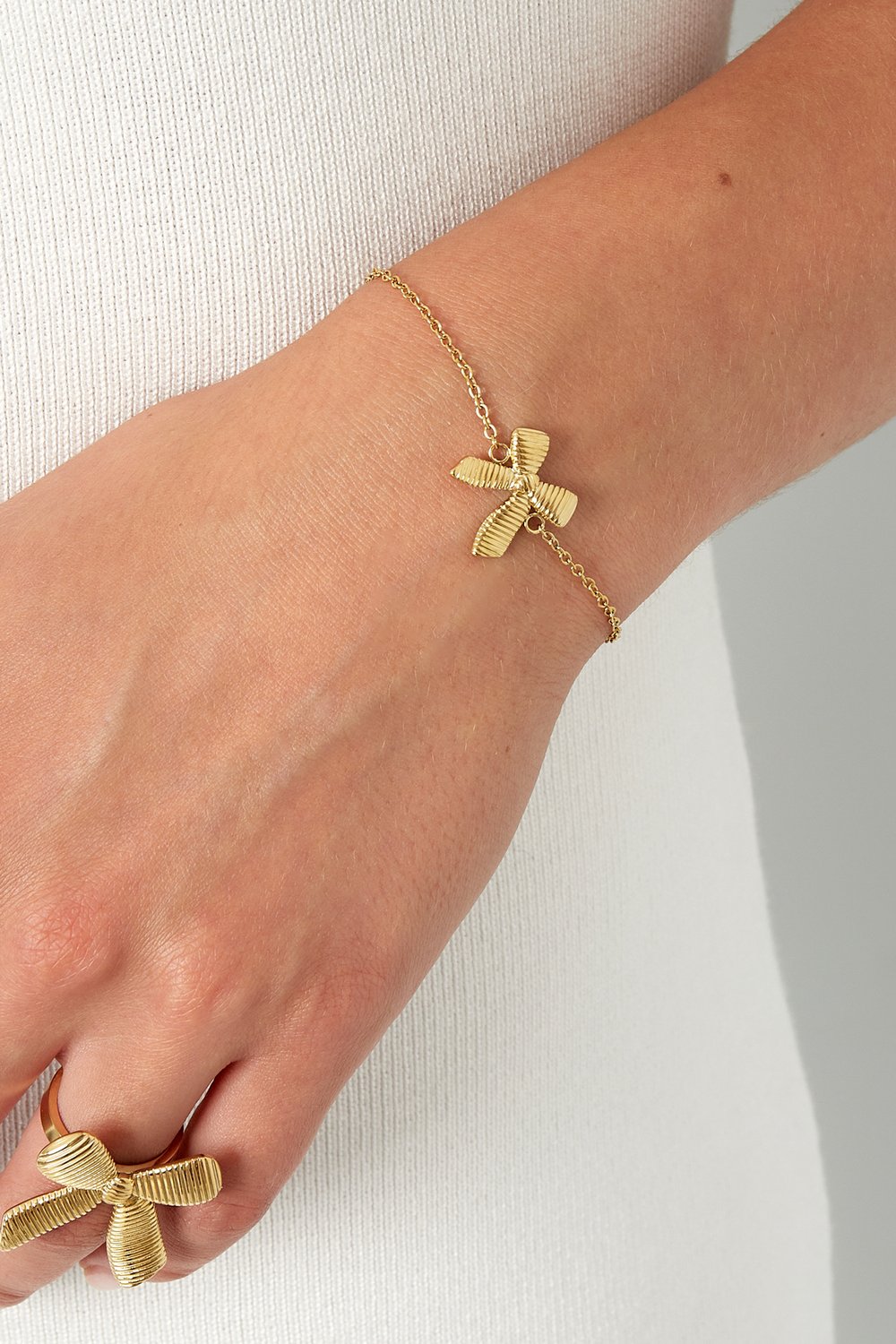 Simple bracelet with bow - Silver Color color h5Picture2