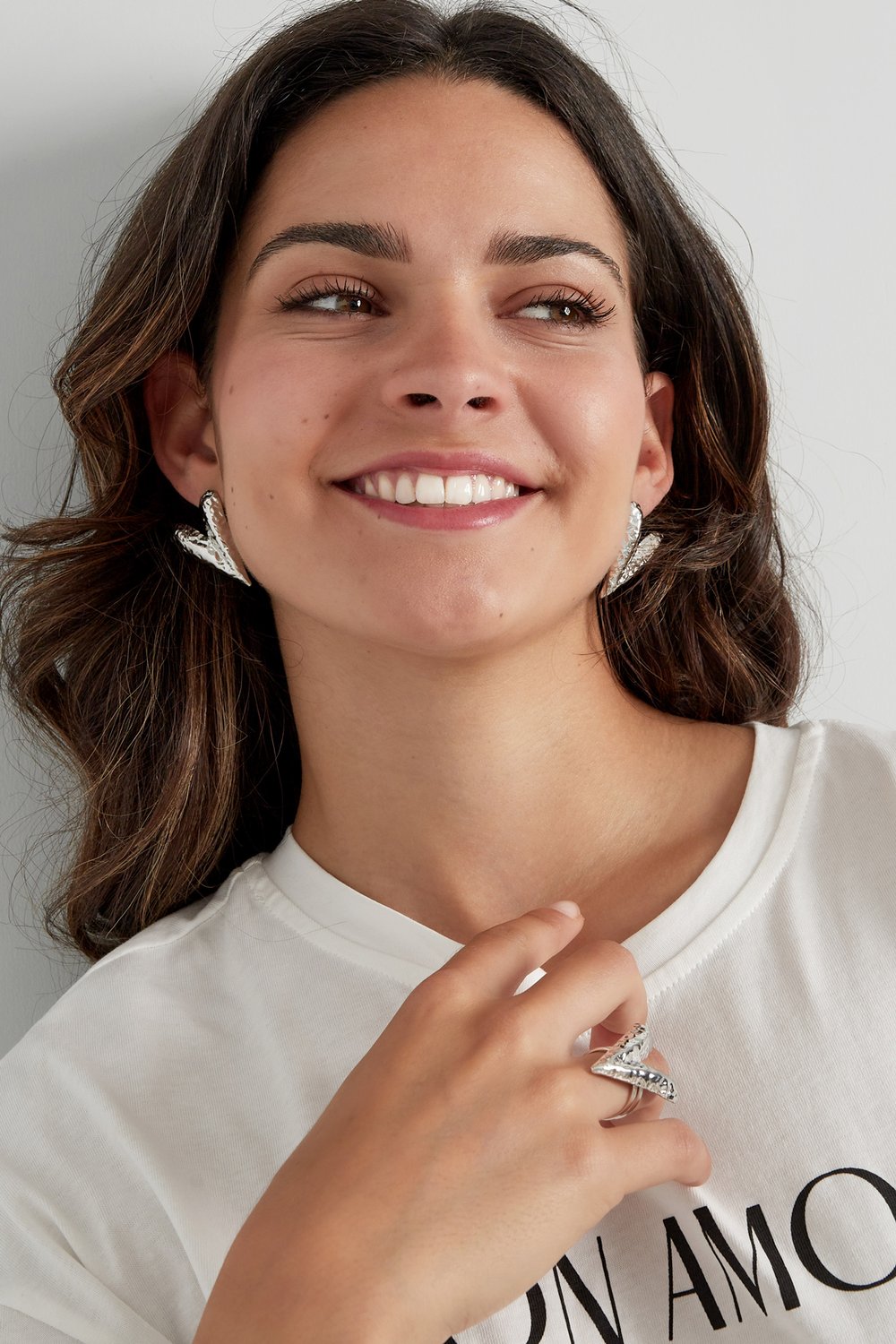 Structured love earrings - Silver Color color Picture4