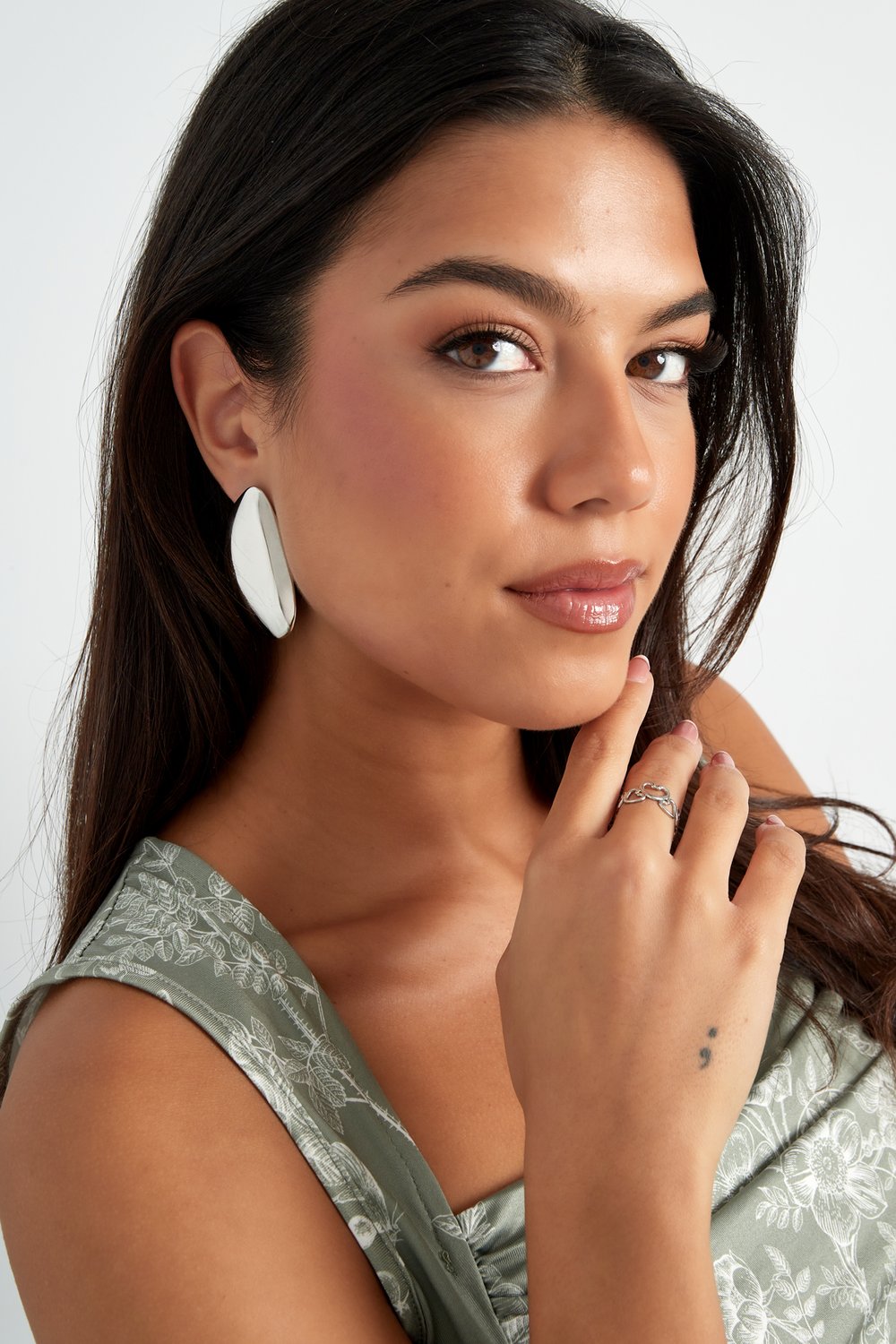 Flat drop earrings - Silver Color color h5Picture4