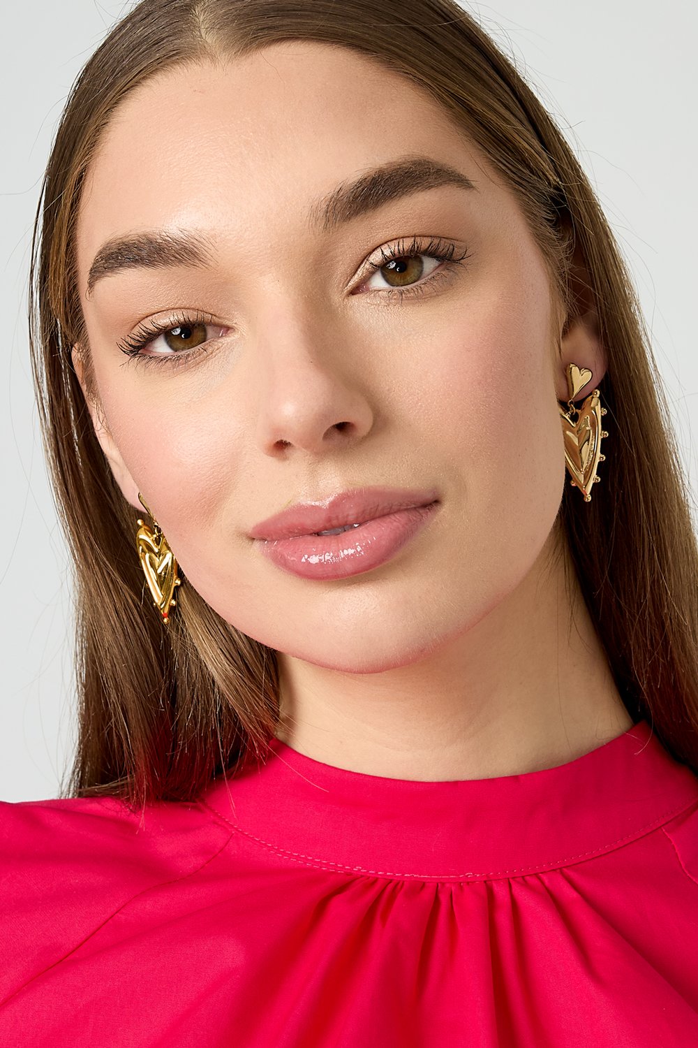 Ohrhänger aus Edelstahl, Herzform, schlicht und elegant, für Damen. Bild2