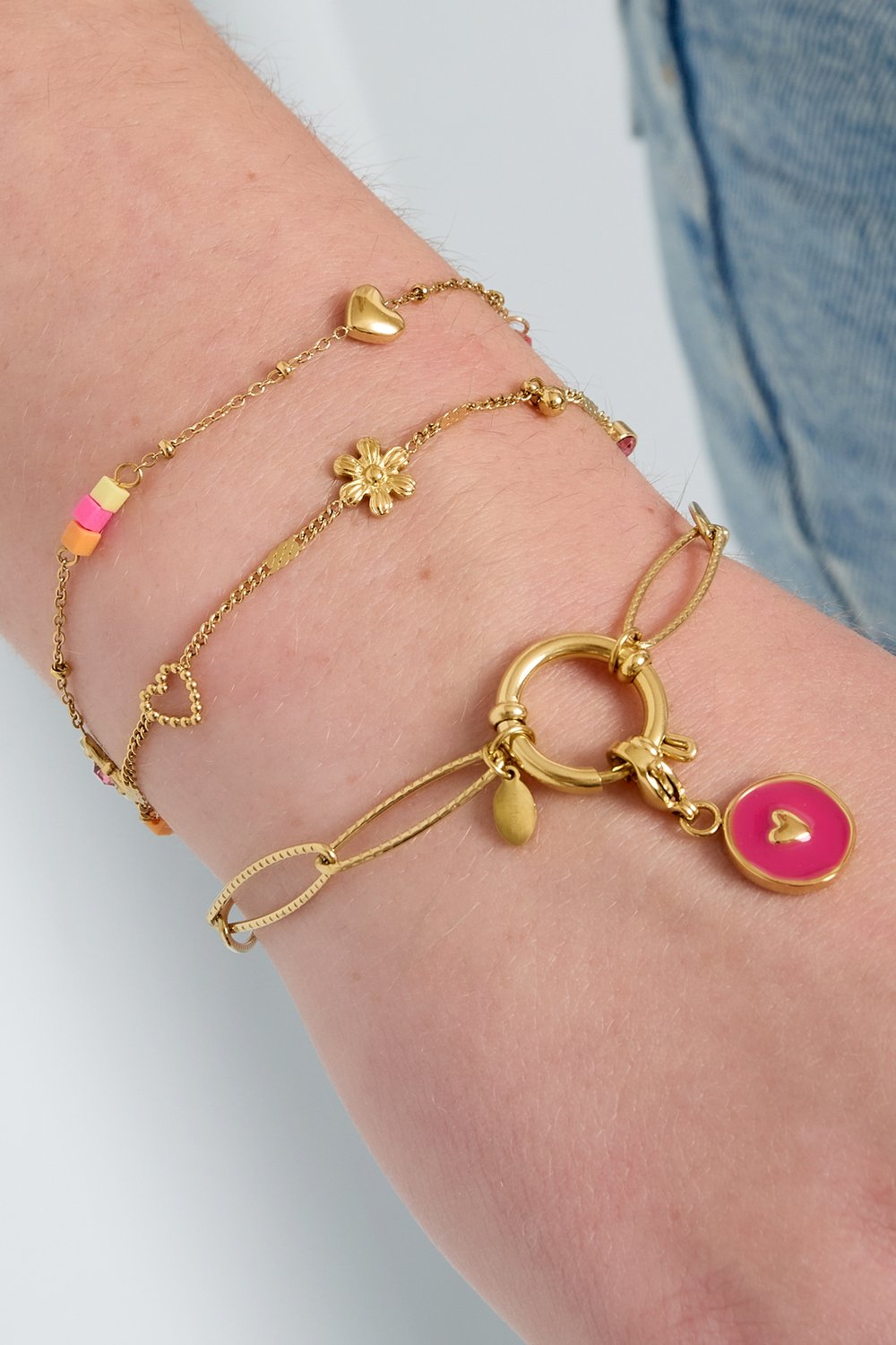 Armbanden met bedels van roestvrij staal met bloemenmotief Afbeelding2